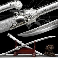 111cm Handmade Katana/High Manganese Steel/Silver/Samurai Sword/Collectible picture