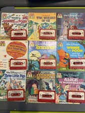 Lot Of 18 Vintage Disney Sets of Read -Along Books With Cassette Tapes *READ picture