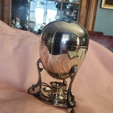 Antique Victorian Silver Plate Egg Coddler with floral finial picture