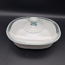 CorningWare French White 1.5 Qt Oval Covered Casserole Dish w/ Pyrex Glass Lid picture