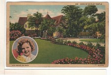 Linen Postcard CA Home of Shirley Temple With Picture Inset Posted 1940-TF1 picture