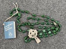Irish Catholic Rosary Green Shamrock Beads Ave Maria Celtic Cross Hand Made picture