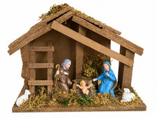 Vintage Nativity Scene Manger Christmas stable Made in Italy Mary Joseph Jesus picture