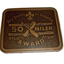 Vintage Boy Scouts of America 50 Miler Award Leather Patch BSA Afoot Afloat picture