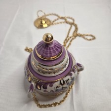 Vintage Hand-Painted Gold Gilded Porcelain Hanging Censer Rare Floral Unbranded picture