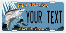 FLORIDA License Plate SHARKS SAVE OUR SEAS Novelty Plate Add Text picture