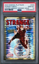 2023 Upper Deck Marvel Platinum Human Torch Cover Variant Seismic Gold /10 PSA10 picture