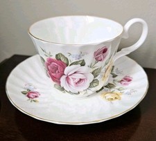 Royal Stuart Bone China Tea Cup And Saucer Pink Yellow Roses Floral England picture
