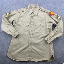 US Military Shirt Mens Army Korean War 1950s Long Sleeve Carlisle Patches picture