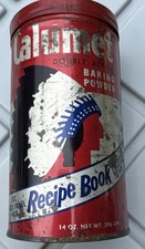 Baking Powder Can Calumet with Lid Tin Metal Vintage Original 1940s Cooking Soda picture