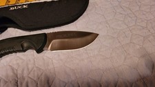 Buck Fixed Blade Hunting Knife Stainless Drop Point Black Blade, Sheath & Box picture