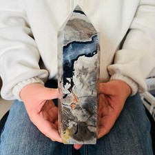 3.63LB Polishing and Restoration of Natural Volcanic Agate Crystal Tower 1650g picture