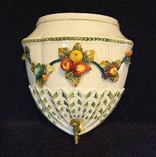 Vtg Andrea by Sadek Porcelain Wall Fountain Lavabo Fruit Lattice Japan 10” picture