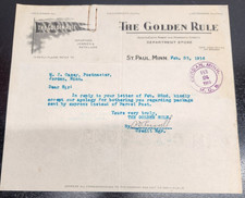 VTG 1914 Billhead of The Golden Rule Dept. Store of St Paul Minnesota picture