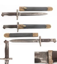 WWI Italian Bayonet M 1870 with Vetterli Bayonet Leather Scabbard brass fitting picture