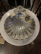 VTG Wm Rogers &Son Victorian Rose Silver Plate Shell Shaped Dish with Ornate NIB picture