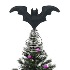 8.6 Inch Halloween Bats Tree Topper,Black Felt Bat with Metal Base Decor,Tree... picture