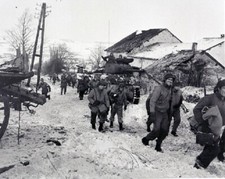 U.S. Troops move through village during Battle of the Bulge 8x10 WWII Photo 145a picture
