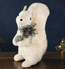 White Squirrel Figurine 12 in Handmade Christmas Holiday Decoration picture
