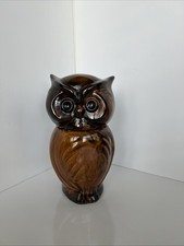 Vintage Great Horned Owl Cookie Jar USA Pottery Holiday Designs Honey Brown 12