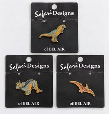 Safari Designs of Bel Air Dinosaur & Pterodactyl Pinback Pins Lot of 3 Cards picture