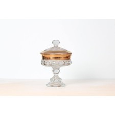 Vintage Pressed Glass Lidded Compote | Mid-Century Candy Jar picture