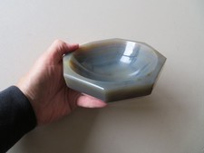 OLD CHINESE CARVED AGATE FACETTED BOWL OR BRUSH WASHER picture