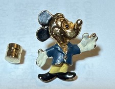 Vintage 60’s Mickey Mouse Enamel Pin Gold Tone Blue Yellow Suit 1” Coro VGC picture