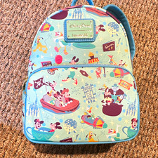 Loungefly Disney Parks Mickey Mouse Print Mini Backpack Blue Multicolor picture