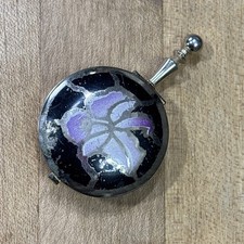 Antique 1920s Art Deco Enamel Compact Repurposed Cigarette Snuffer Floral picture