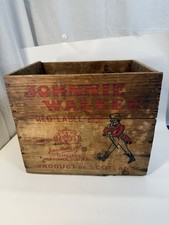 Vintage Johnnie Walker Red Label Scotch Whisky Wooden Crate Box Striding Man  picture