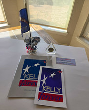 Kelly Air Force Base Closure Memorabilia. Ticket, Flag, Coin, 2 Pamplets. picture