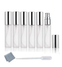 - 6pcs Fine Mist Frosted 10ml 1/3OZ Atomizer Silver Glass bottle Spray Refill... picture