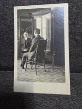 Antique RPPC c1910 Man Looking in Mirror Reflection Optical Illusion Photo CYKO picture