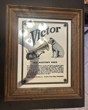 VINTAGE VICTOR HIS MASTERS VOICE ADVERTISING MIRROR NIPPER DOG VICTROLA RCA RARE picture