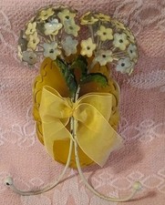 Vtg. Cottagecore Toleware Metal Cream Hydrangea Flowers Double Wall Hook picture