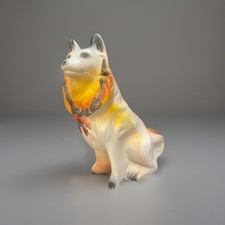 Vintage 1950's Chalkware Lassie Collie Statue Chalk Dog Bank Carnival Prize 11” picture