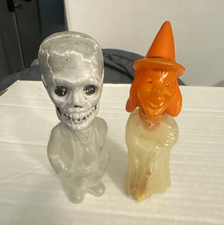 Vintage 1970s E Rosen Halloween Candy Container Lot Witch Skeleton Bone Daddy picture