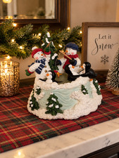 Wind-Up Musical Snowman & Penguin figurine picture