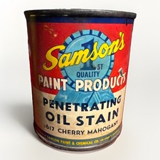 Vintage Made in USA Samsons Paint Products Oil Stain #617 Cherry Mahogany 3/4 Fu picture