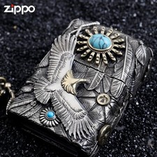 Zippo Native American Eagle Turquoise Stone Windproof Pocket Lighter picture