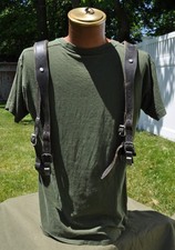 Post WW 2 Austrian Y Strap Suspenders Rucksack Straps Leather Canvas 1960s picture