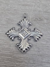 Vintage 1973 Sterling Silver Reed & Barton Christmas Cross Pendant Ornament picture