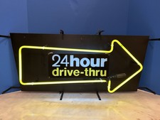 Original Y2K McDonald’s 24 Hour Drive-Thru Neon Arrow Everbrite Sign Works 2002 picture