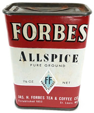 Forbes Allspice Advertising Spice Tin St Louis MO Made In USA Vintage 1950s picture