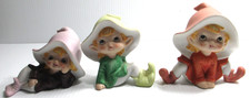 Vintage Homeco Figurines SET OF 3 Pixies Elves Shelf Sitters # 5213 picture