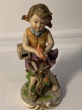 VINTAGE ARDCO JAPAN CERAMIC porcelain FIGURINE 8” Girl Bird picture
