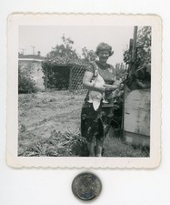 Vintage 1960's BIRD photo / My Neighbor Lady Holding Her Pet GOOSE with Attitude picture