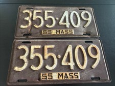 1955 Massachusetts License Plate 355-409 Pair picture