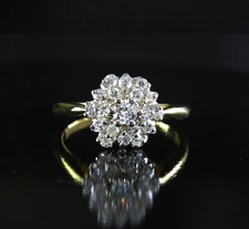 Estate Brilliant-Cut Diamond Cluster Ring In 14K Yellow Gold Plated For Women's picture